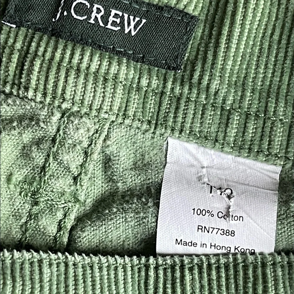 J. Crew Green Corduroy Boot-Cut Pants with Pink & Orange Embroidered Chickens - Picture 7 of 7